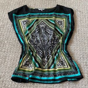 Speckless Blouse Satin Top with Smocked Wasitband